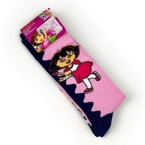Nickelodeon Dora The Explorer & Boots Calf Socks Girls 6-8 Pink‎ Navy Pair/2 NWT